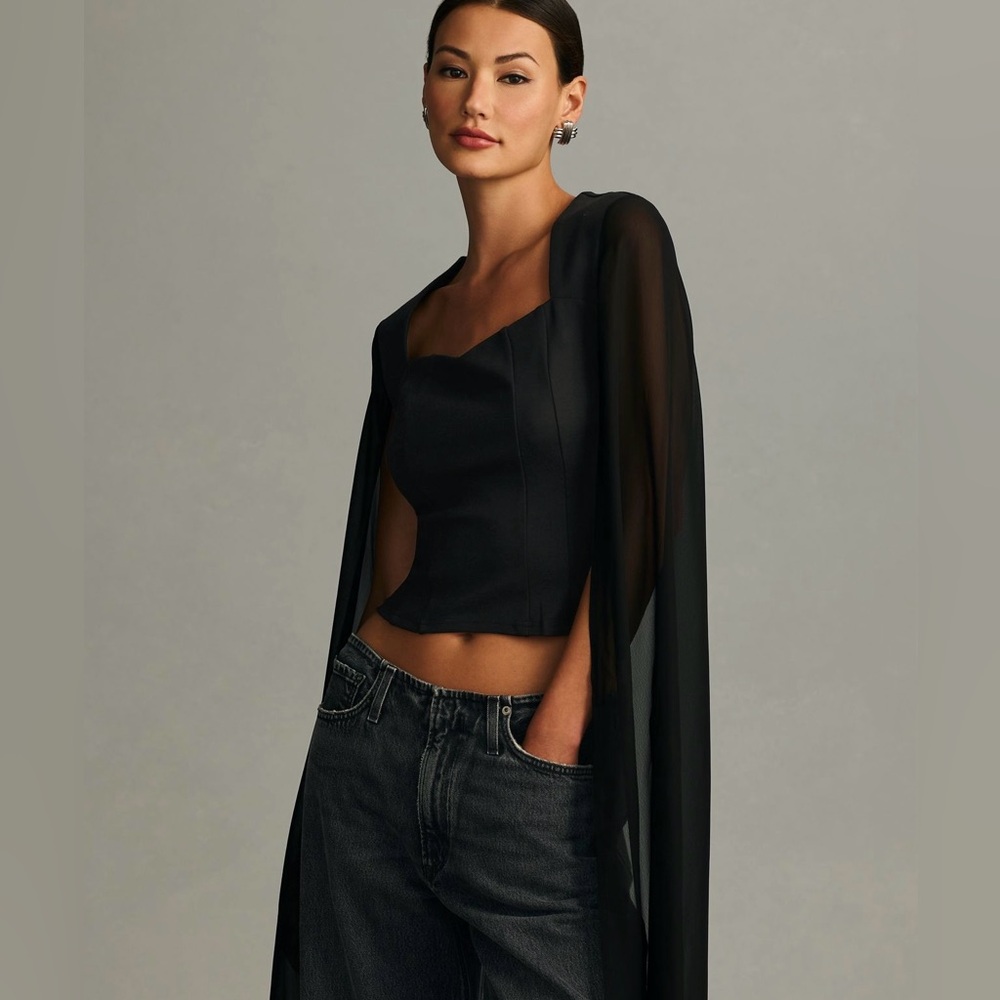 Anthropologie Dolan Long Flair Sheer Sleeve Top